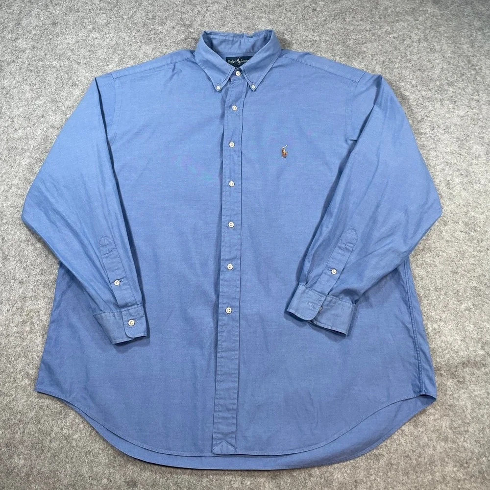 Polo Ralph Lauren Yarmouth Oxford Men Button Down Shirt 17.5-35 Blue Long Sleeve
